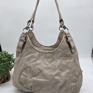 Coach Beige Shoulder Bag with Textured Design 16504